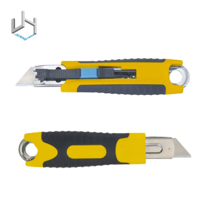 
Hot Sales Plastic Auto Retractable Trapezoidal Replacement Change Blade Box Cutter Safe Utility Knife 