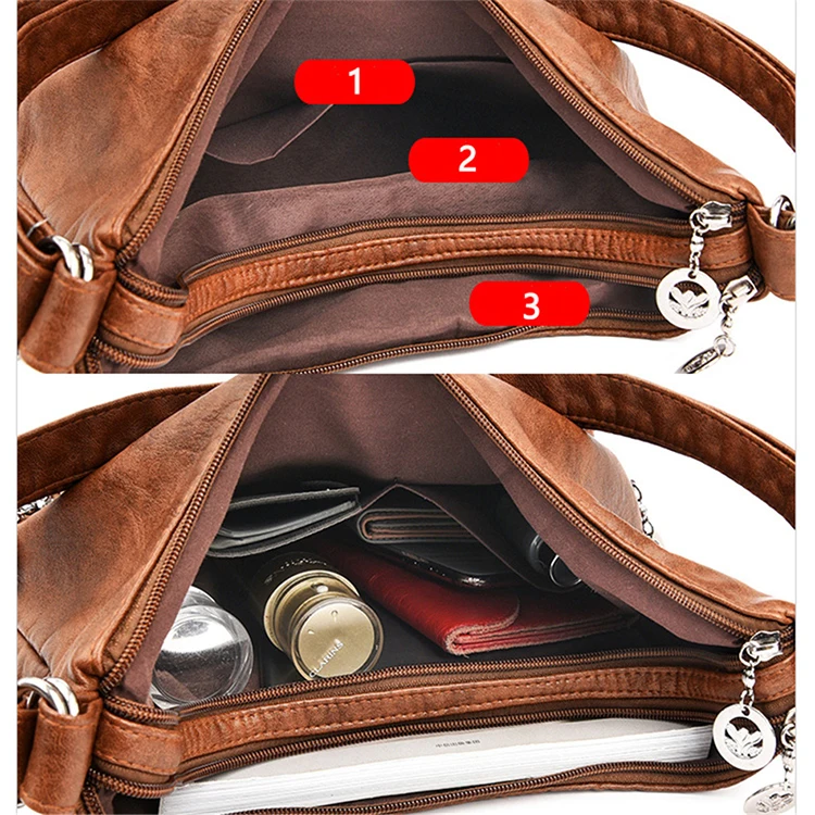 Luxury Bolsas Femininas Mujer De Para Dama Women Vintage Crossbody Leather Hand Bags Fashion Tote Travel Leather Handbag