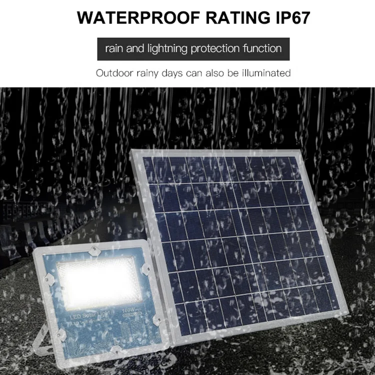  Мощный IP67 наружный водонепроницаемый 50 Вт 75 100 150 200 300 садовый Светодиодный прожектор на солнечной
