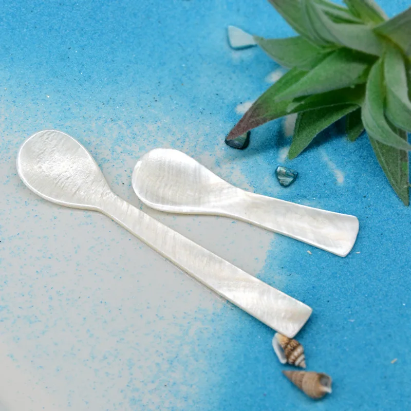 Shell Spoon Mother of Pearl Caviar Spoons W Round Handle Egg  Ice Cream Coffee Restaurant Serving Caviar Spoons