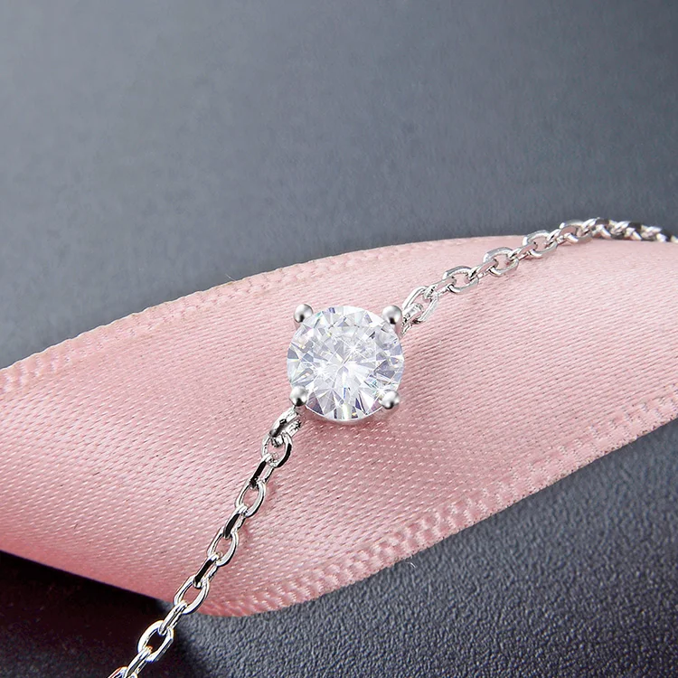 POLIVA Gold Plated 925 Sterling Silver Cubic Zirconia Solitaire Diamond Bracelet Jewelry Women Silver Bracelets