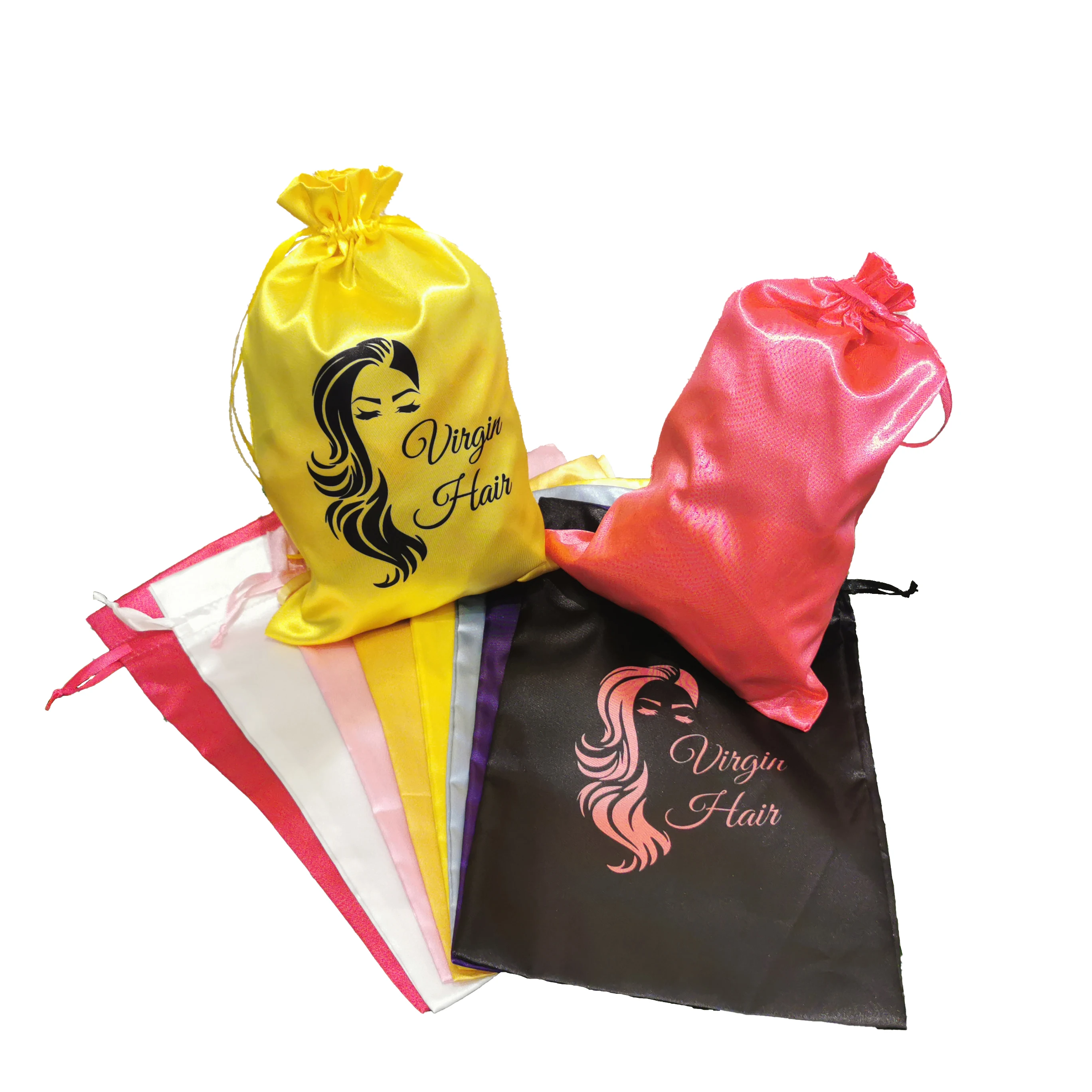 
Low MOQ Custom Tassel Hair Silk Satin Bags 