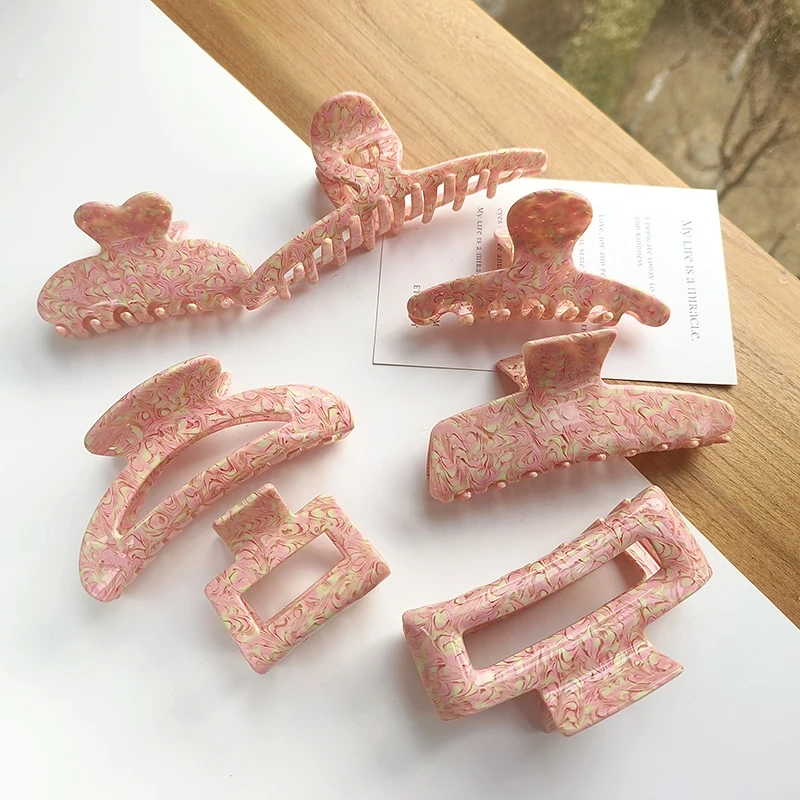 New  European Elegant Hairclip Cherry Blossom Pink Female Temperament High Quality Summer Sweet Acetate Hair Claw