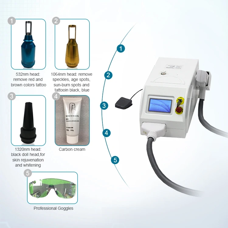 Profession Nd Yag Tattoo Removal Non Invasive Eyebrow Washing Freckle Carbon Doll 1064 532nm Nd Yag Laser Tattoo Removal Machine