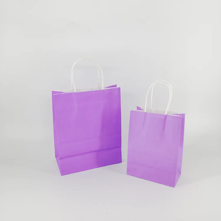 
Wholesale recycle white packaging paper bag manufacturer custom with your own logo purple kraft paper bag 