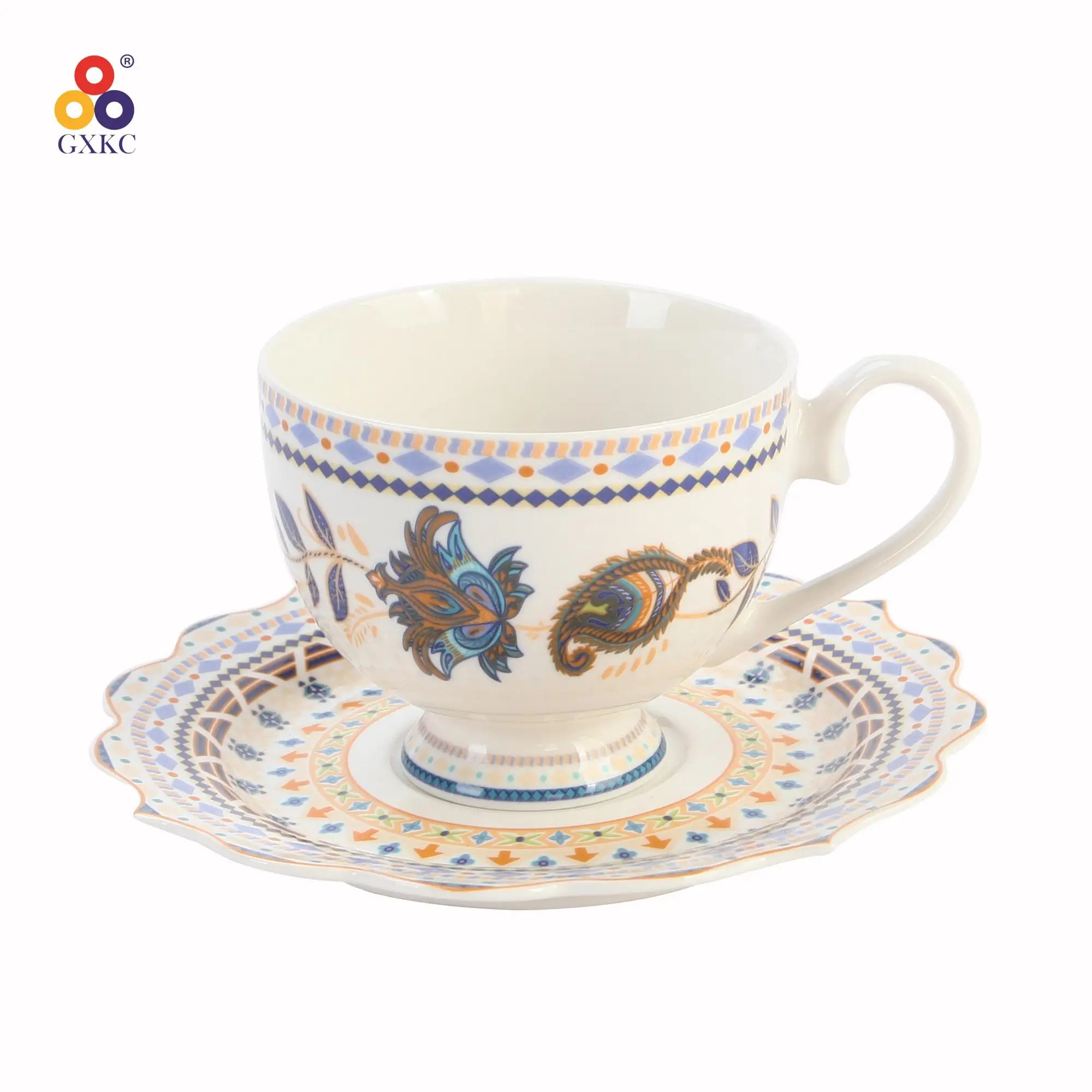 Sanhuan elegant fine porcelain ceramic 200cc cup and 148mm saucer for daily use