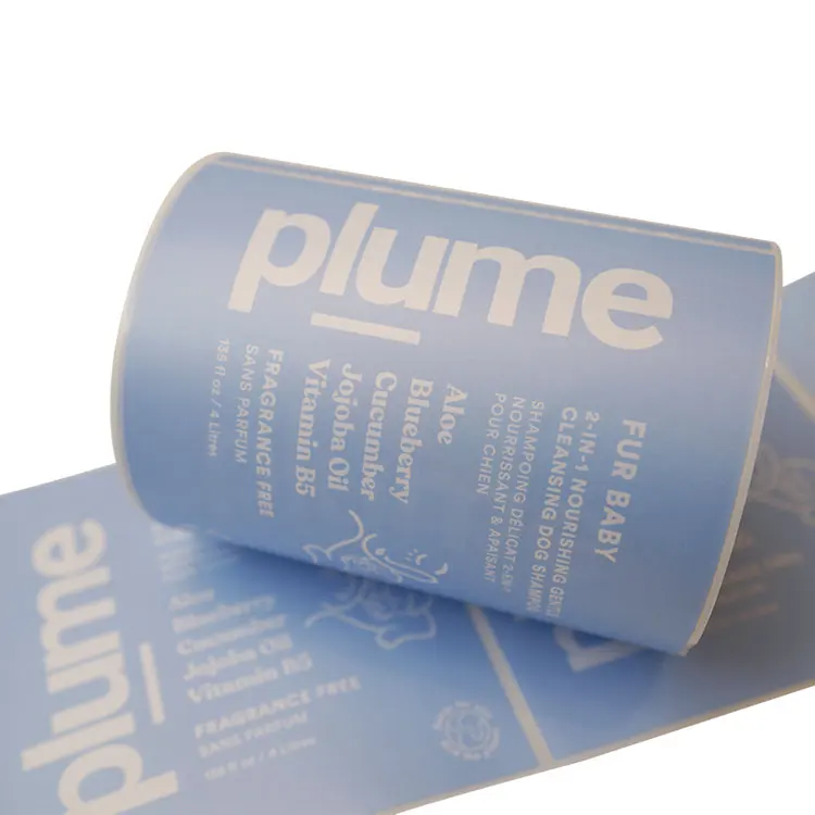 custom waterproof self adhesive soft touch label cleansing dog shampoo bottle label sticker printing