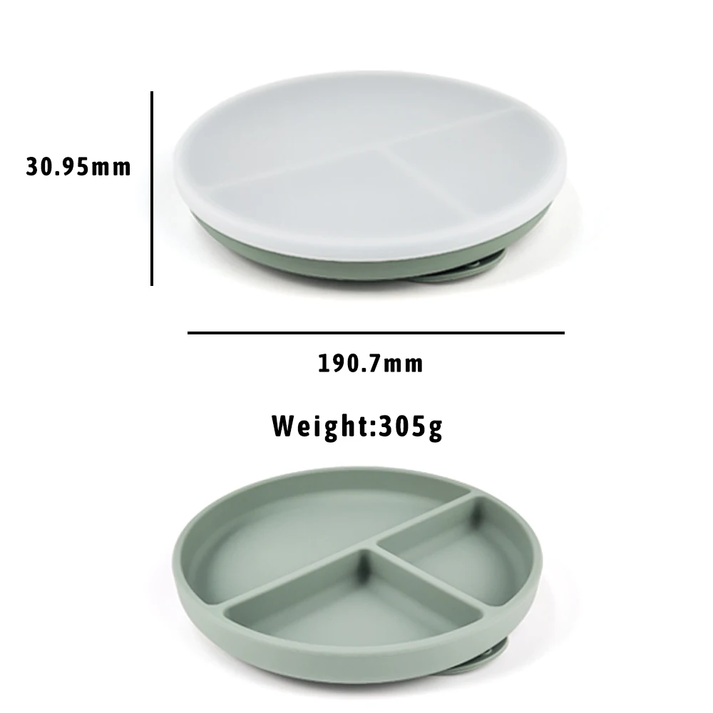 New Design Baby Silicone Suction Plate Divided With Lid Kids Dinner Plate