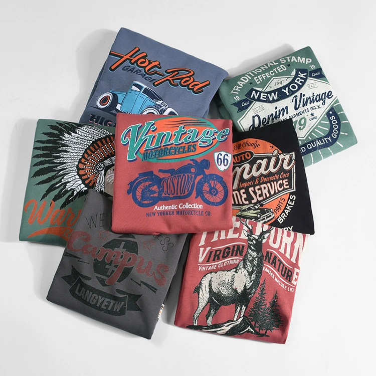 mens wear manufacturer 330gsm american vintage logo print hoodie clothing crew neck printed sweatshirt for spring attumn unisex