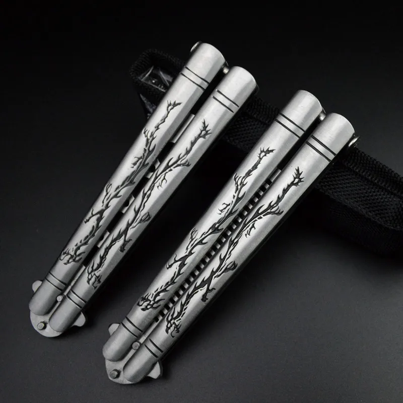 double dragon pattern Balisong butterfly Knife Trainer tool