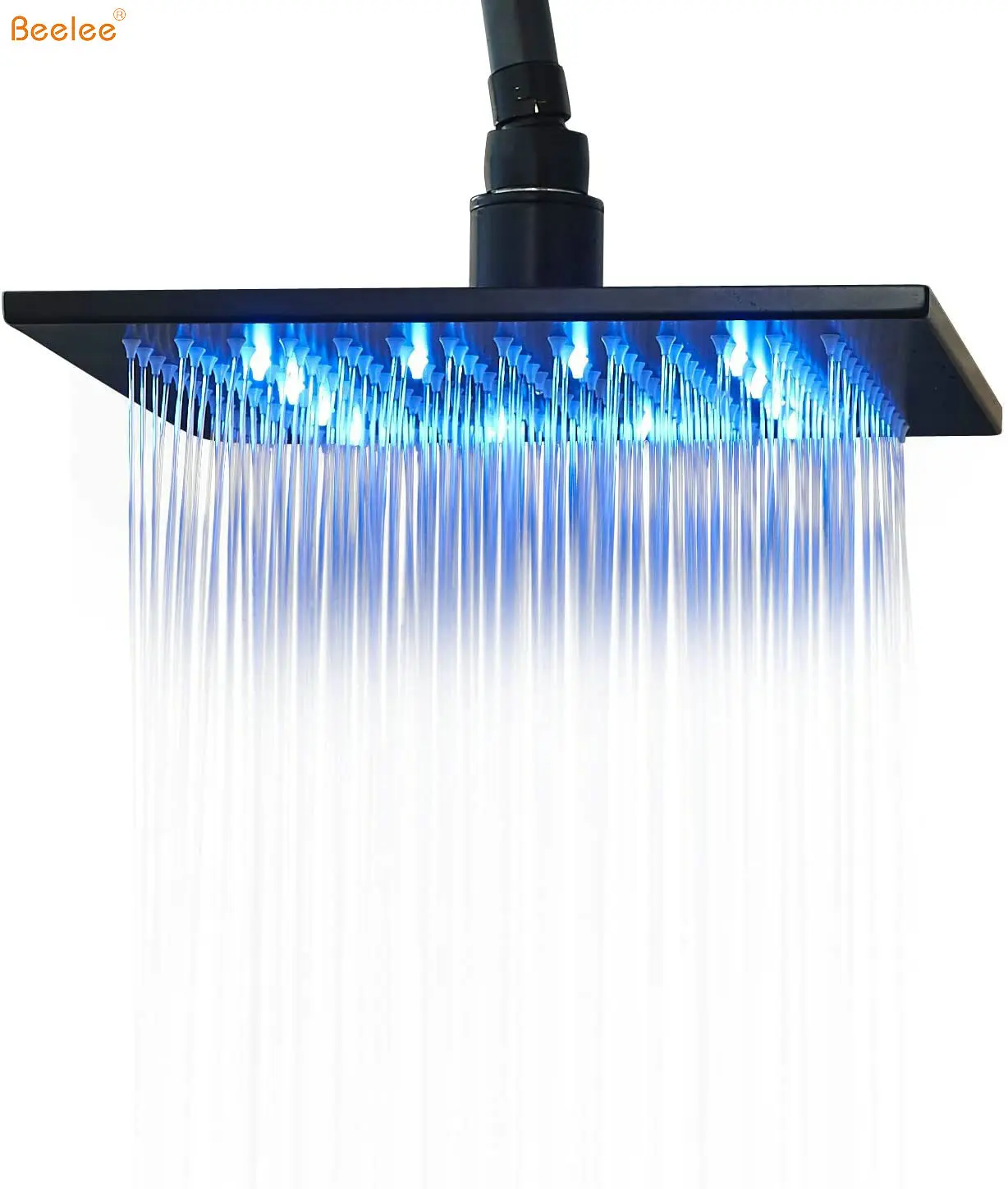 Beelee BS3308BF LED 8 дюймов квадратная душевая головка из нержавеющей стали черный цвет Потолочные Дождь верхний душ