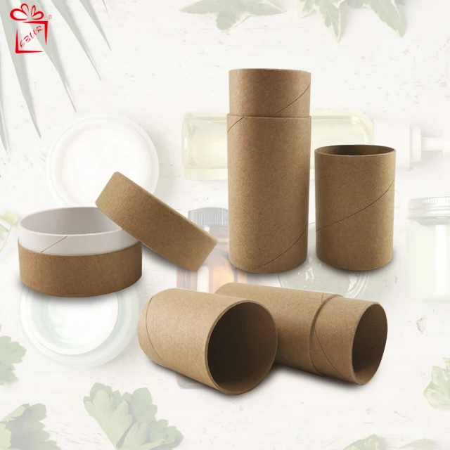 Eco Friendly High End Custom Printed Various Size Cosmetic Kraft Paper Tube Packaging Round