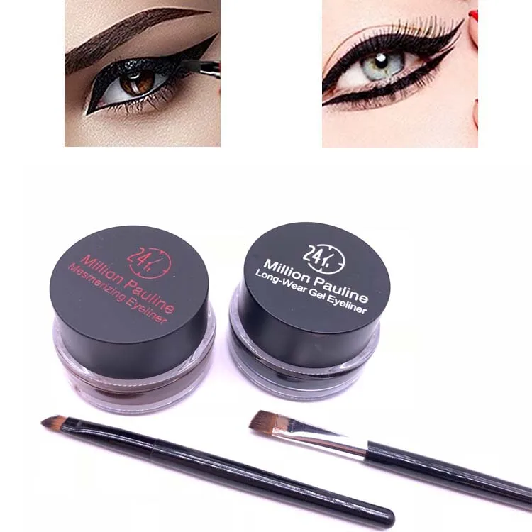 High quality waterproof lasting black and brown eyeliner gel 2 in 1 eye beauty makeup