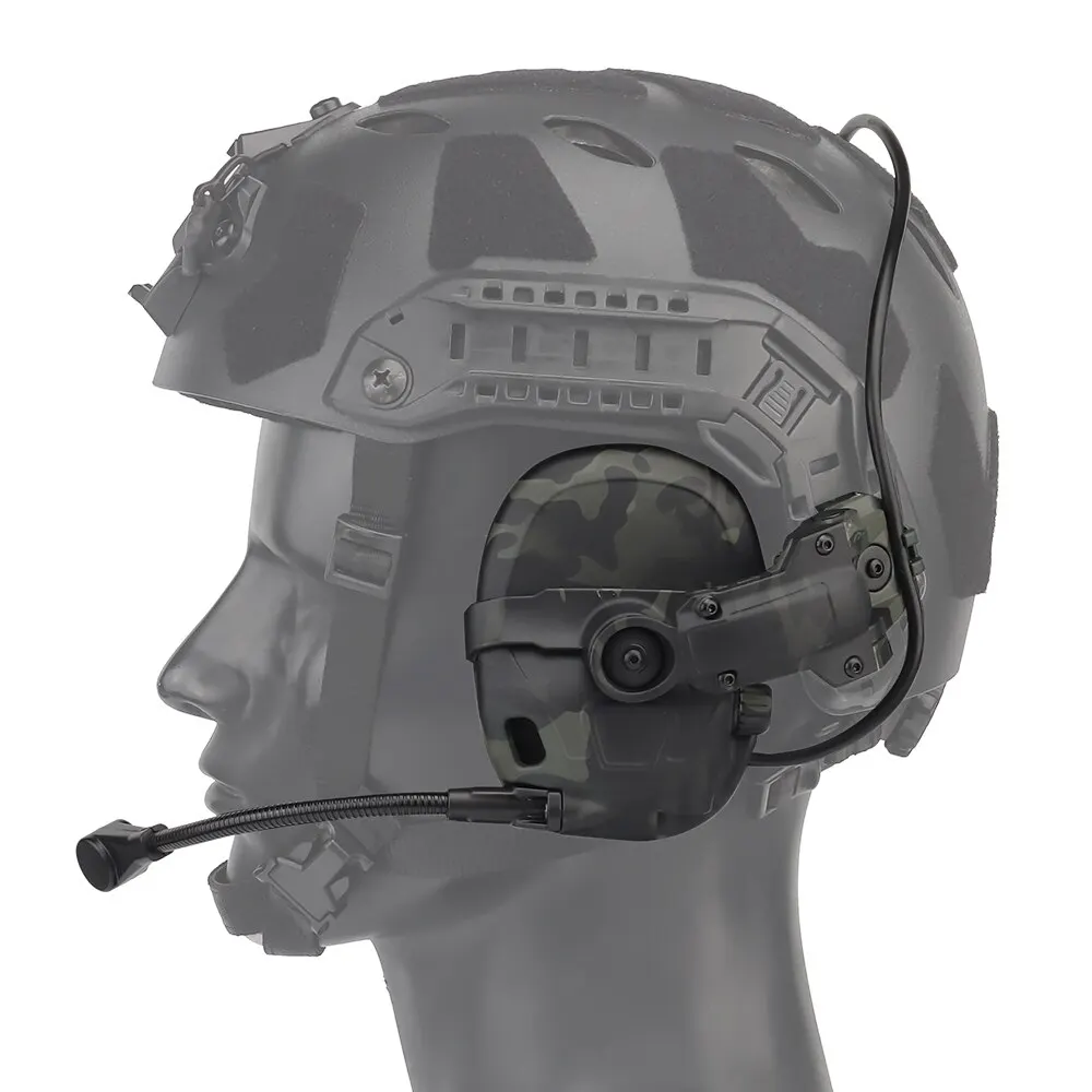 Tactical Headset with Helmet Rail Adapter Noise Reduction Voice Pickup Hearing Protection Tactical Headphone