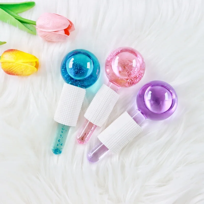 handheld magic cryo custom arrival cooling globe mini facial massager glitter face ice globes
