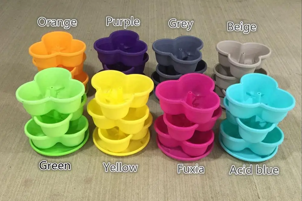 Stackable 3 Tiers Garden Planter Outdoor Strawberry Herb Flower Vegetable Vertical Gardening Flower Pots