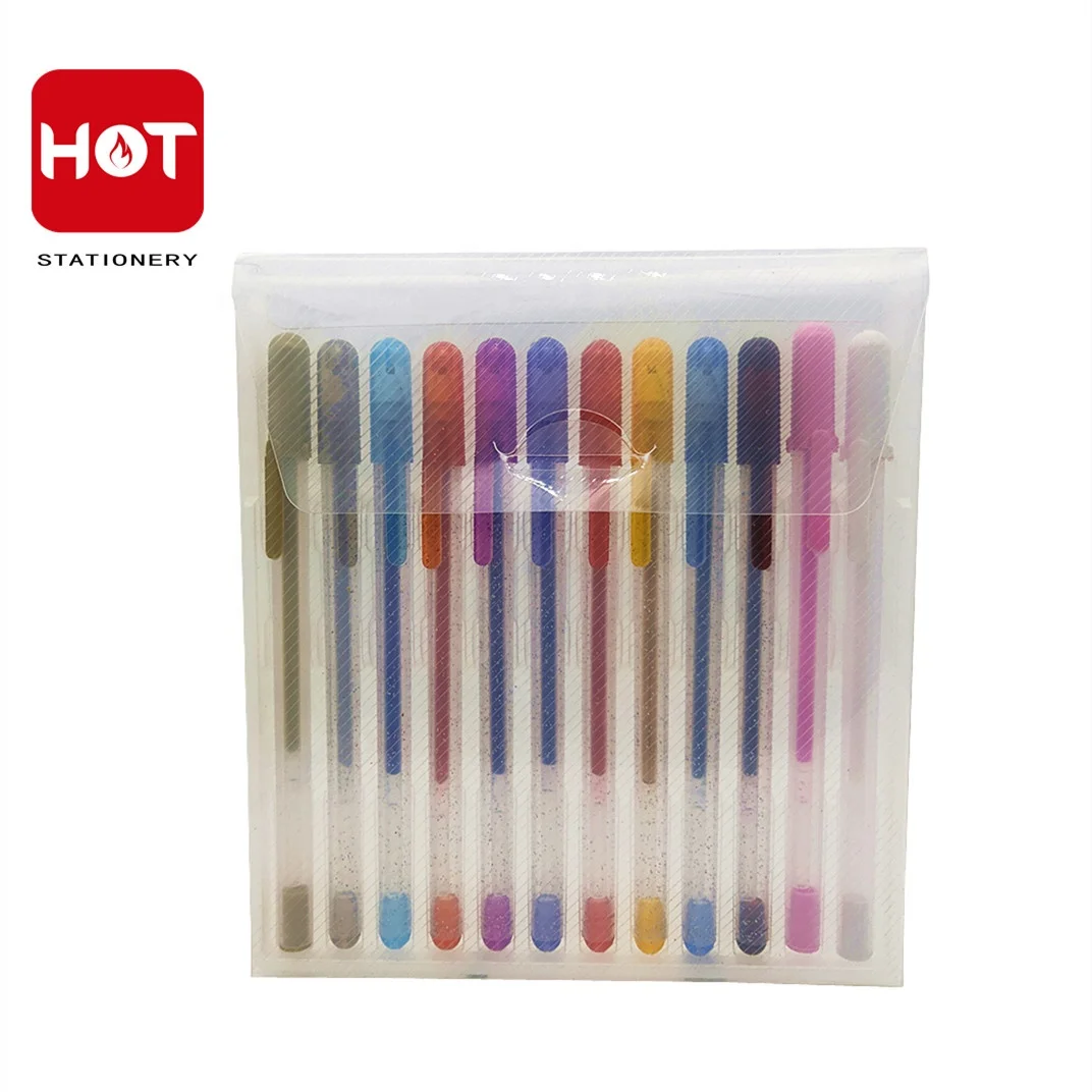 2020 colour multiple gel pen stationery 0.5 mm colorful blue red silver gold white refill rainbow glitter gel pens set 12 24