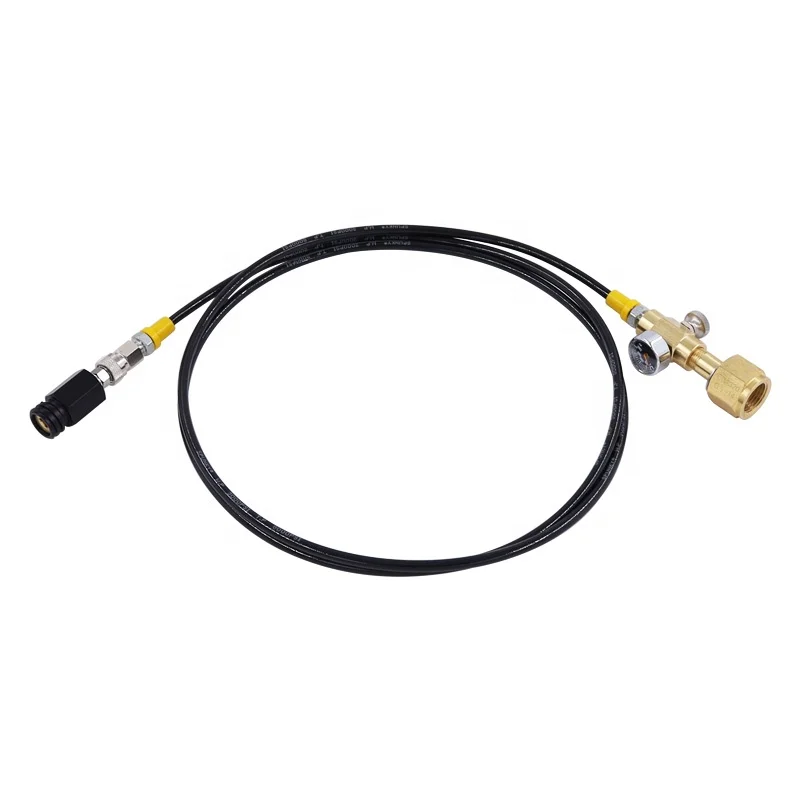 2m High Pressure Hose Adapter Filling Gas Hose with 2000psi Pressure Gauge for Soda Maker Machine