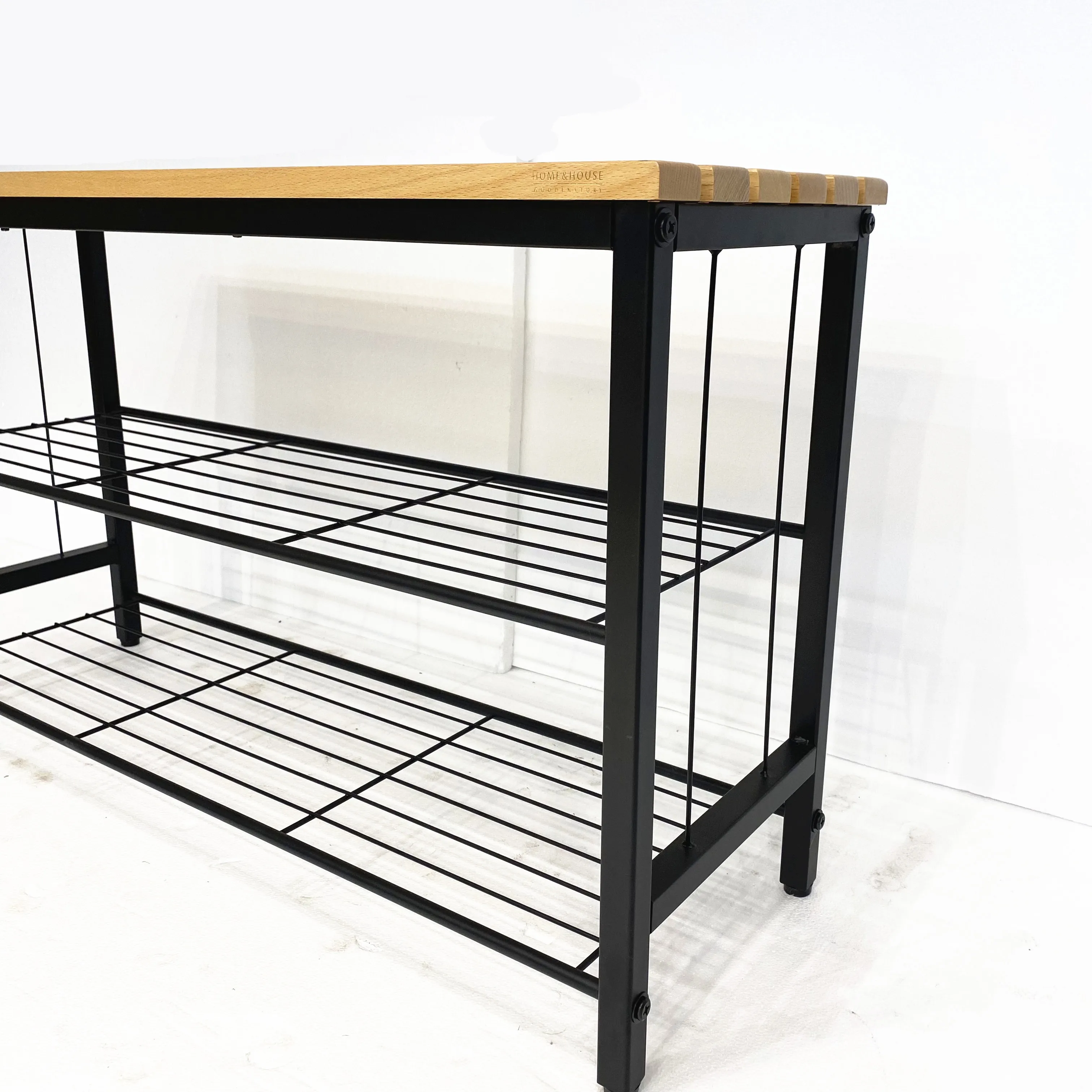 JB Factory Price Simple shoe rack cabinet and fashionable multi-layer wood metal shoe rack