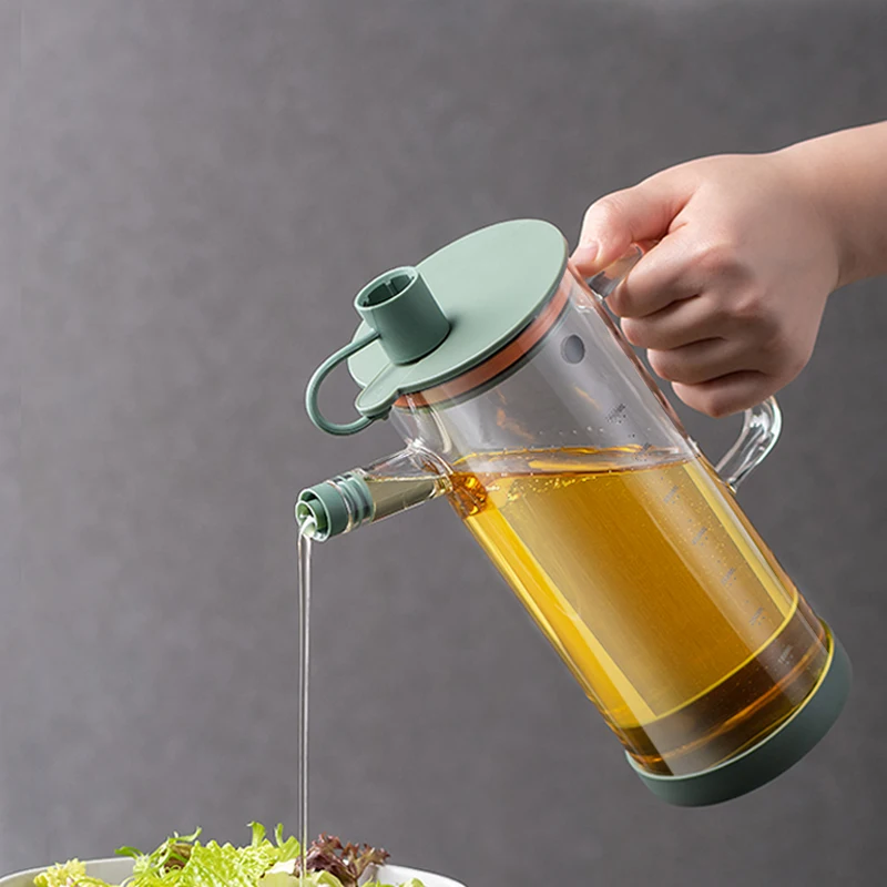 Pinmoo 650ml/850ml Glass Oil Dispenser Bottles for Kitchen Clear Vinegar Cruet Oil Seasoning Containers