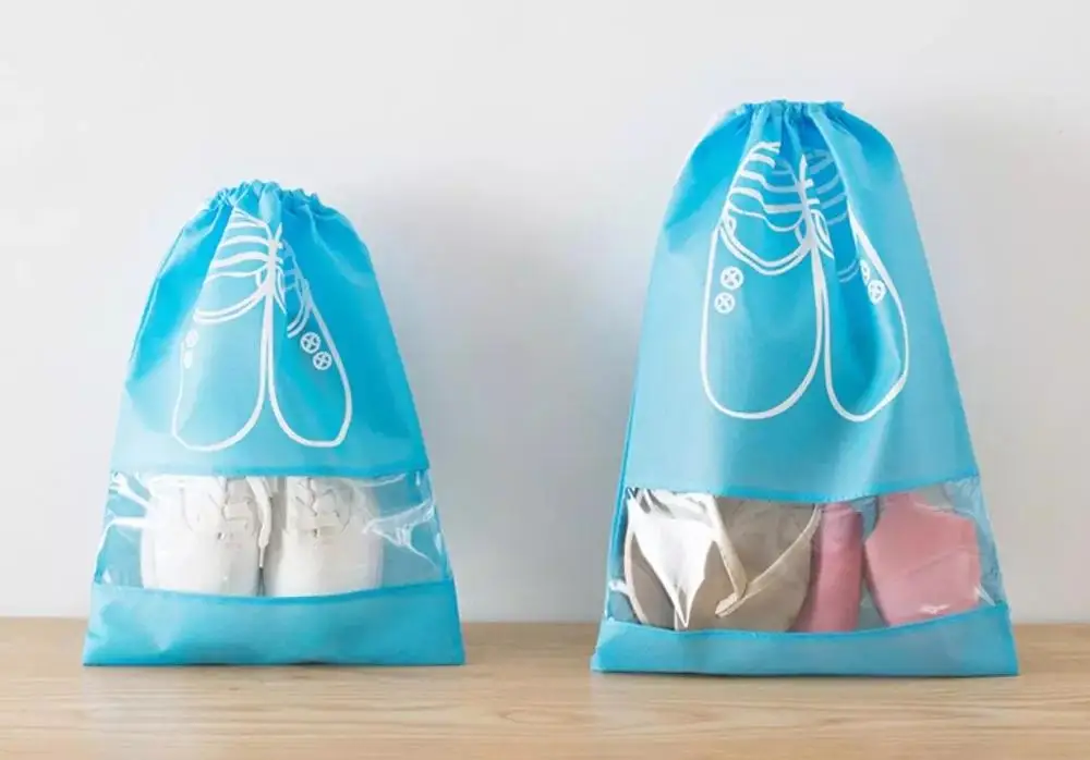 
New stylish lightweight travel drawstring shoes storage case non-woven waterproof shoes carrier bag for suitcase 