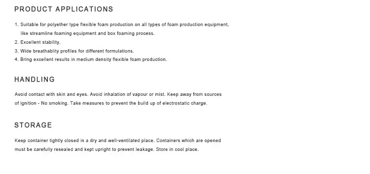 high purity raw chemical material silicone oil l580 for pu foam