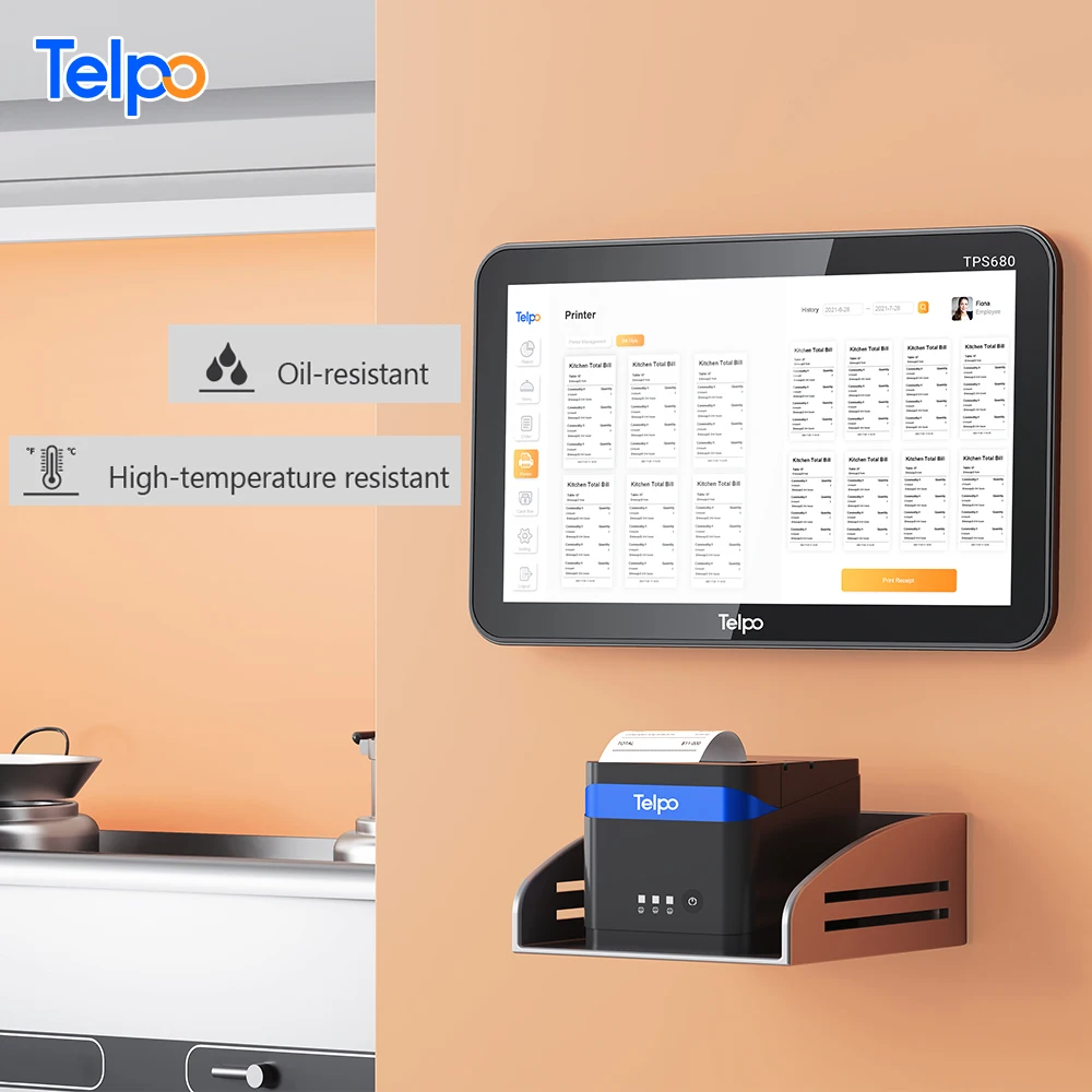 Ресторан 15,6 ЖК-дисплей сенсорный экран android POS KDS кухня выставочный стенд с принтером