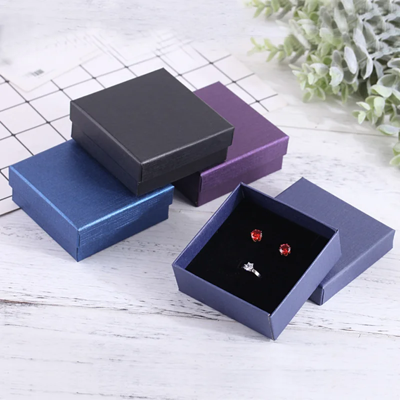 custom logo gold foil and uv printing embossed with sponge inside black kraft packaging cardboard paper jewelry boxes