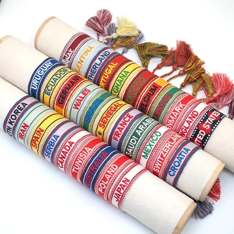 Custom WorldCup Woven Friendship Wrap Bracelets Adjustable Friendship Wrap Bracelet
