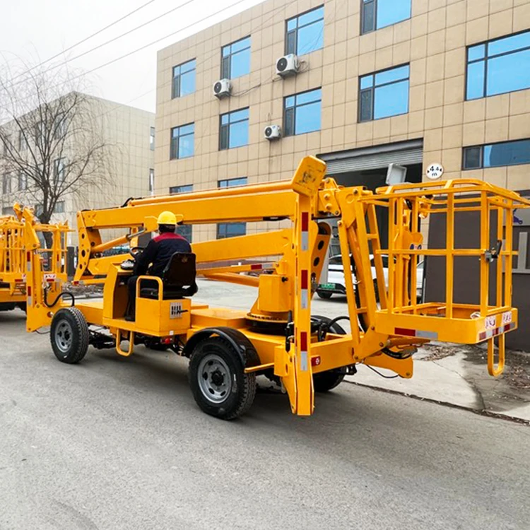 Folding Two Wheels Towable Boom Lift 20m Cherry Picker Telescopic Towable Boom Lift