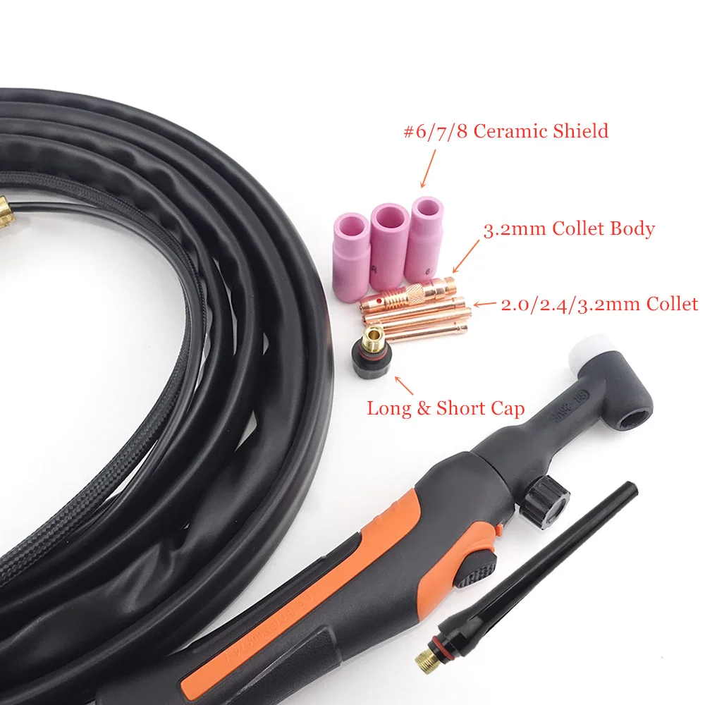 TIG26 Arc Argon TIG Welding Torch Accessories Air-Cooled Head with Flexible Handle With Valve