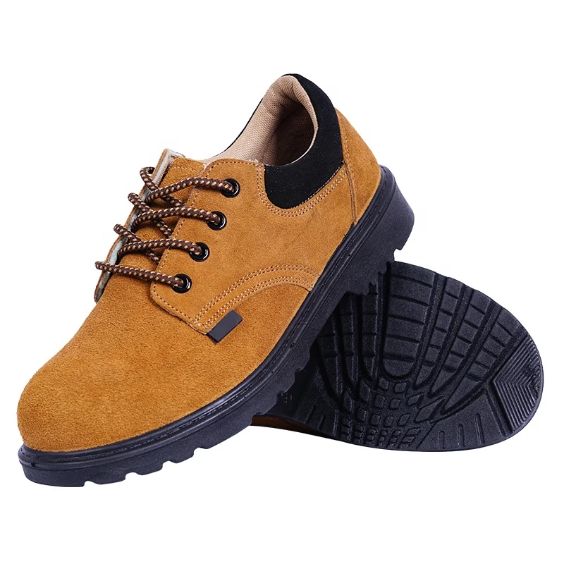 Suede Cow Leather Safety Shoes with Steel Toe Men Breathable Lightweight Work Shoes