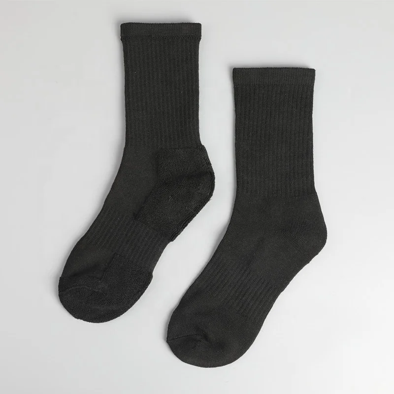 High Quality Cotton Terry Crew Jacquard Training Socks Custom logo Sports Running Basketball Men Socks