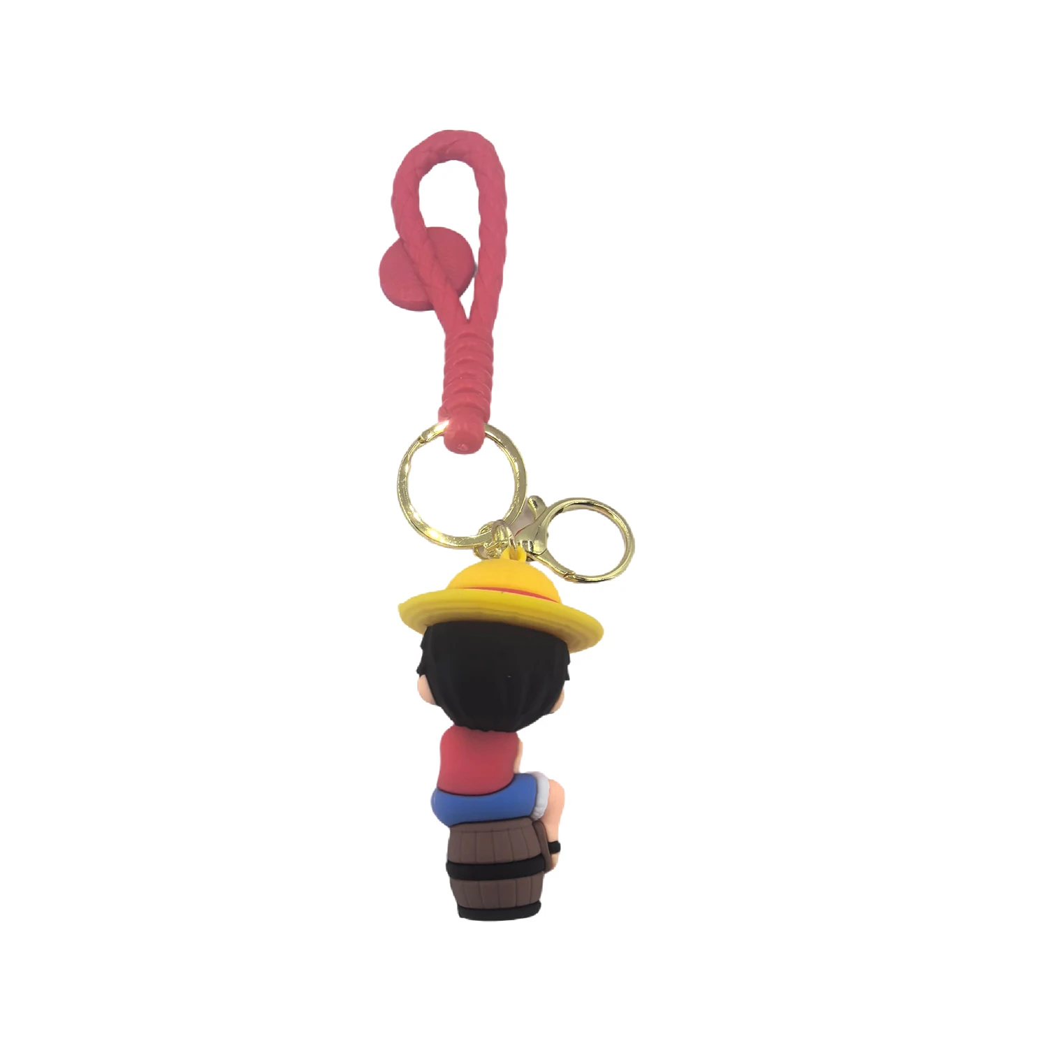 Wholesale Cartoon  Keychain 3D Pvc Kids Cute Cartoon Straw Hat Luffy Key Chain Ring Gift  Anime Keychain Accessories