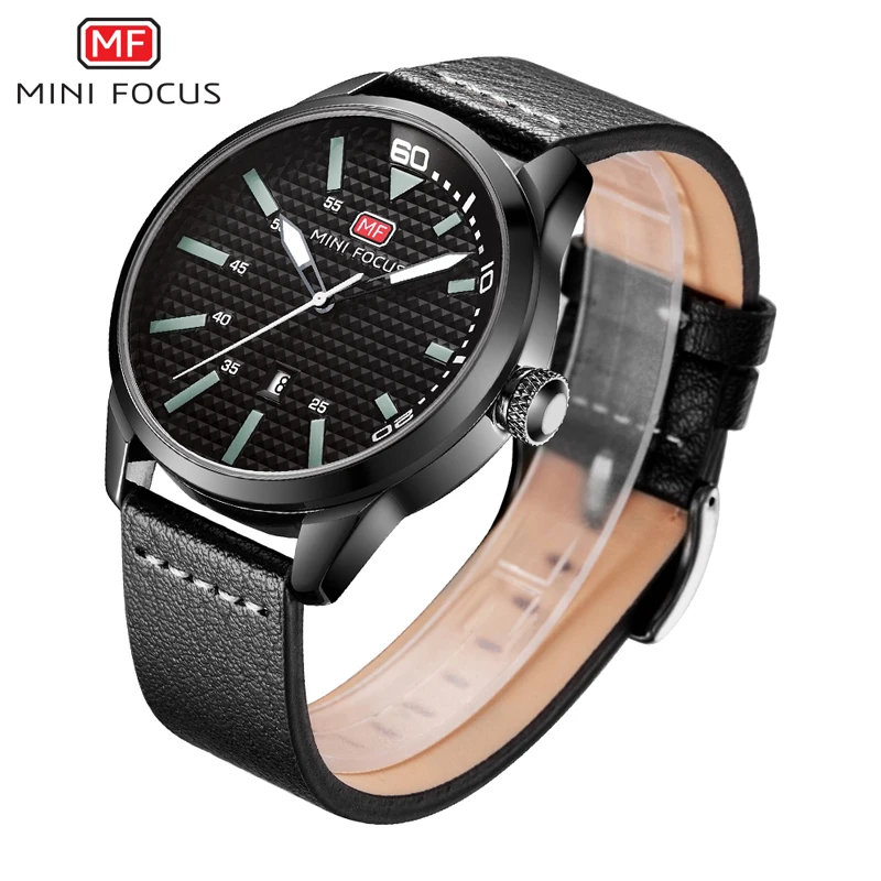 
MINIFOCUS Military Quartz Watch Men Leather Strap Multifunction Waterproof Top Luxury Analog Clock MF0021G XMAS Gift 
