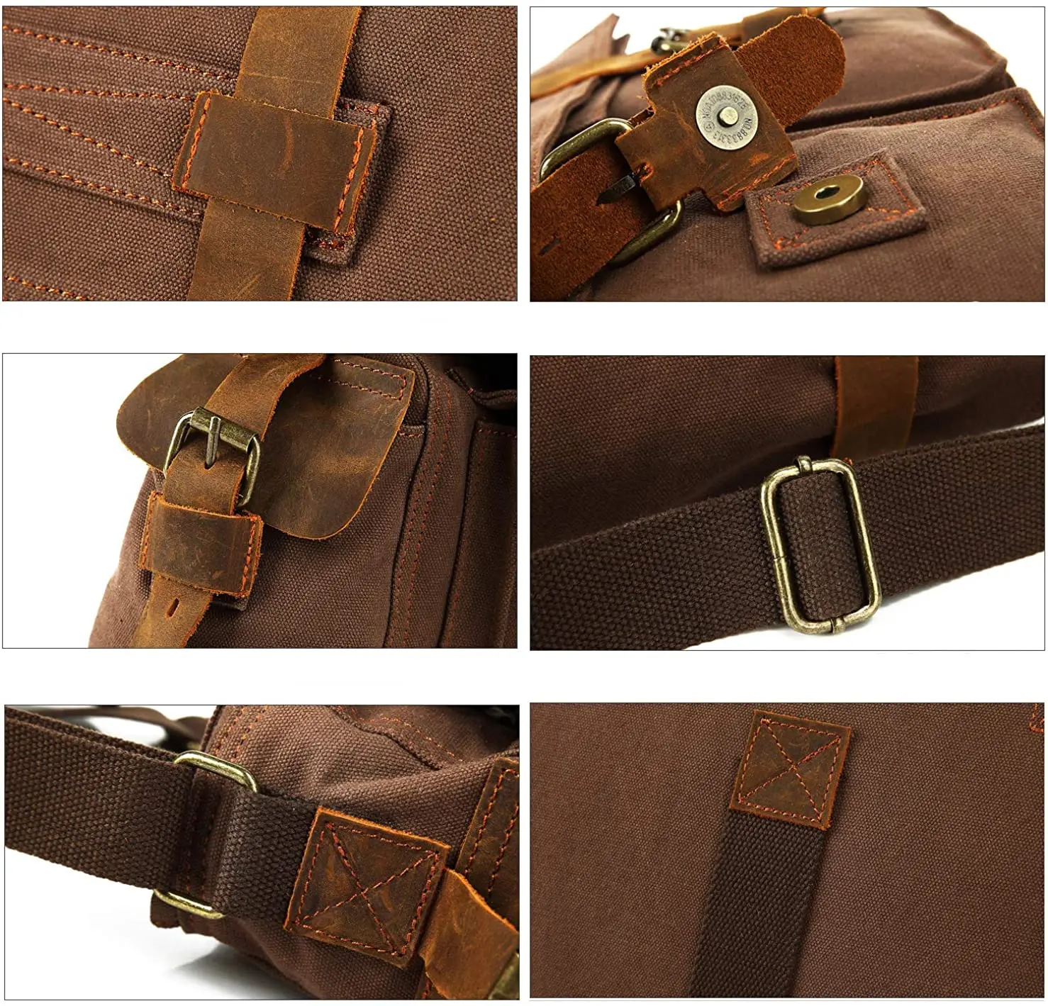 Custom Vintage Leather Canvas Laptop Bag Cross Body Messenger Bags
