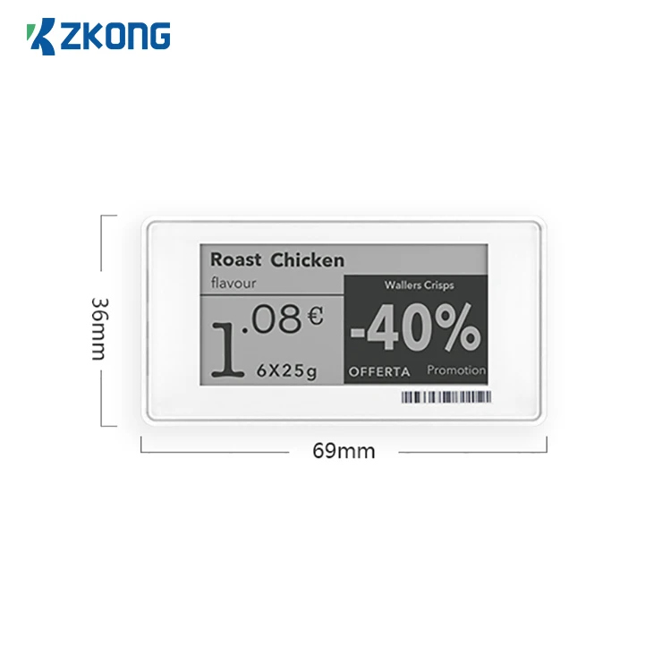 Zkong 2.13 Inch Black And White Esl Electronic Shelf Label Electronic Price Tag for Freezer Area
