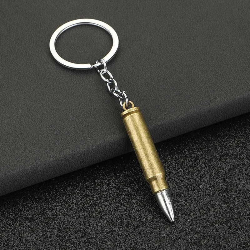 Wholesale Promotion Gift Custom Metal Mini Gun Bullet Keychain With Model Bullets Keyring Pendant