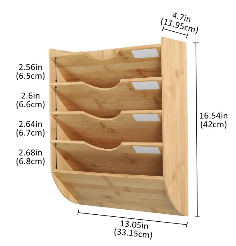 Бамбуковая настенная подвесная папка для файлов, писем, магазинов, 5 ярусов, настенная стойка для файлов, папки с метками
