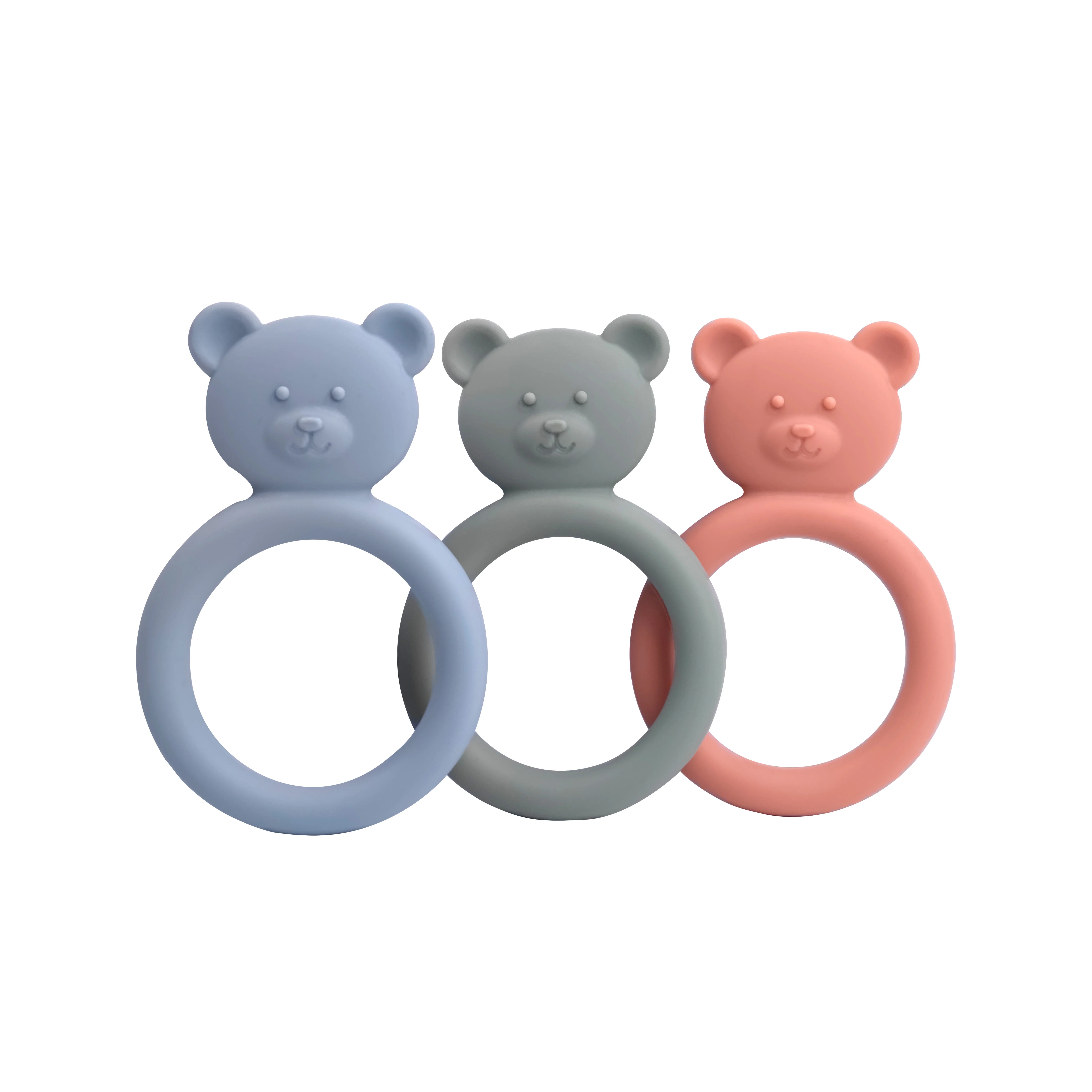 Wholesale BPA Free Silicone Baby Chewable Teether Multi-Textured Baby Teething Toy Bear Ring