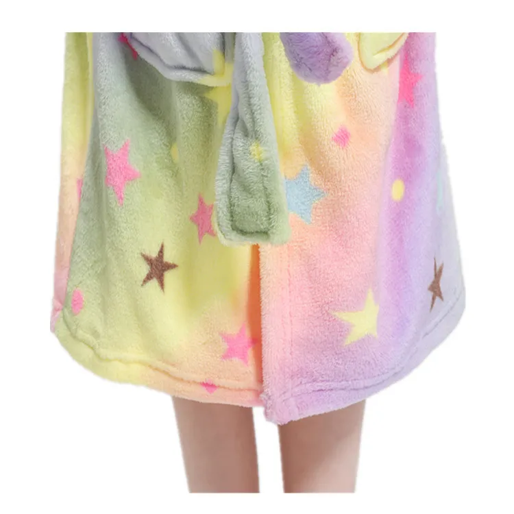 Animal Rainbow Unicorn Hooded Bathrobes For Boys Girls Pyjamas Nightgown Kids Sleepwear