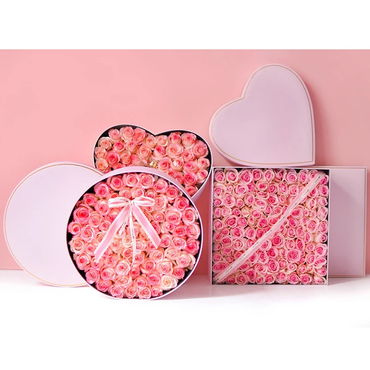 JODY большой 99 розовых шелковых атласных круглых квадратных в форме сердца высококачественные Цветочные принадлежности Подарочная коробка для цветов