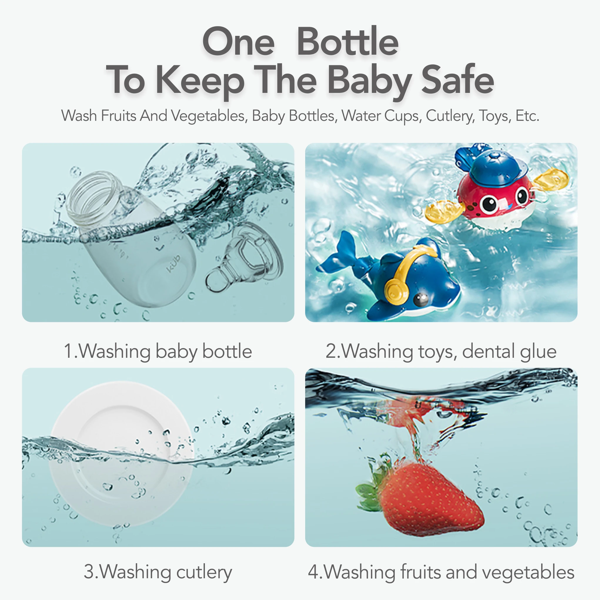 OEM Manufacturer Natural Coconut Oil Children Toys Cleaning Milk Residue Baby Milk Bottle Fruit And Vegetable Cleaning Solution