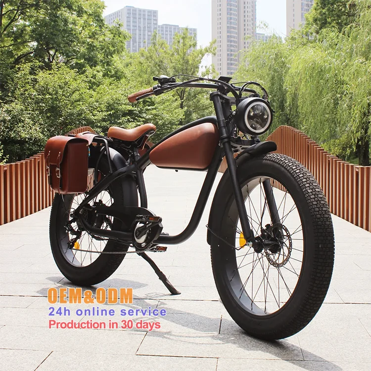 Cruiser Fat Tire Electric Bike 26 Inch Chopper Electric Bicycle 48V 20Ah Electric Bike Cheetah Cafe Racer Vintage E Bike Ebike