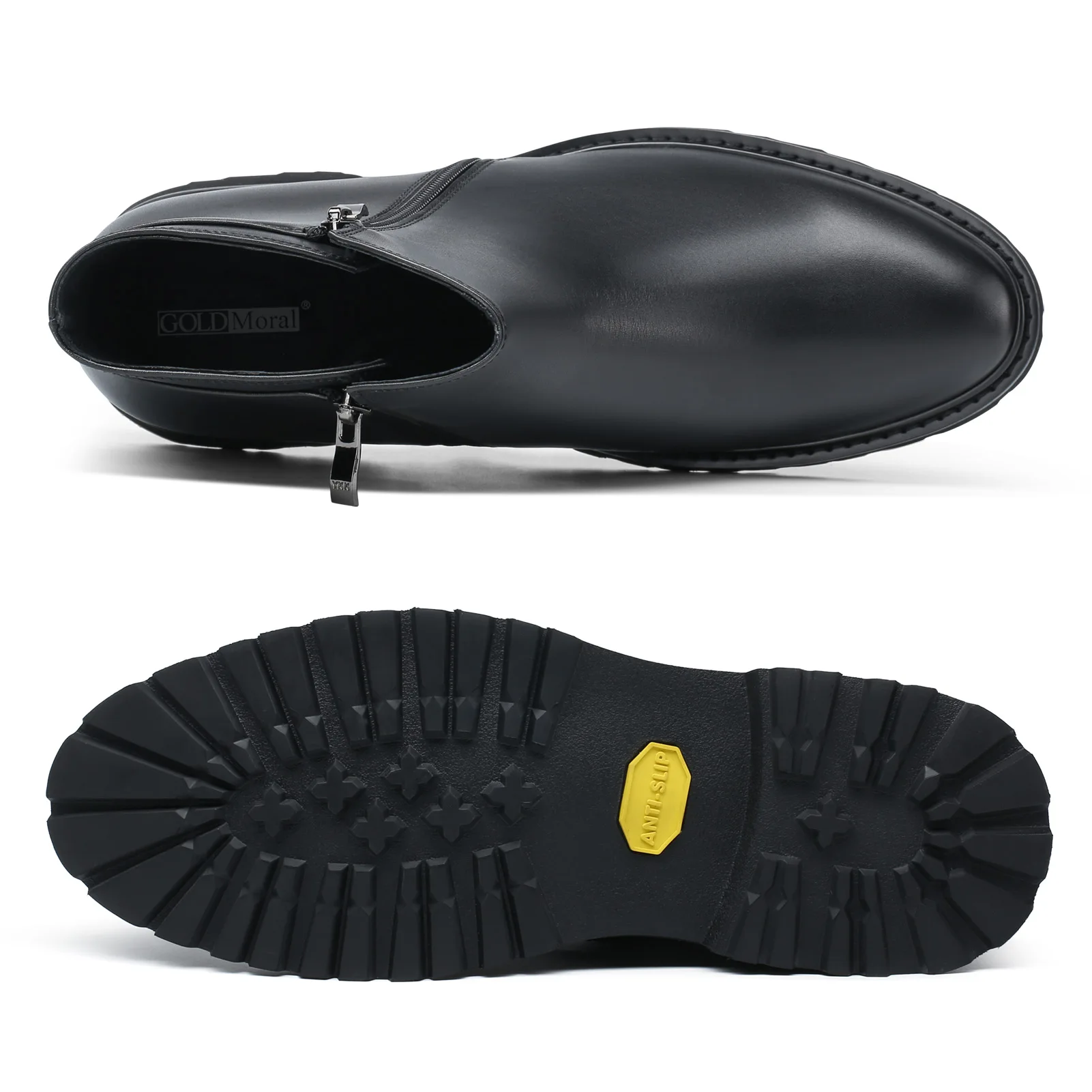 Factory custom Side zip ankle leather boot mens Outdoor Winter Boots Black Chelsea Boots Height Increasing 8cm