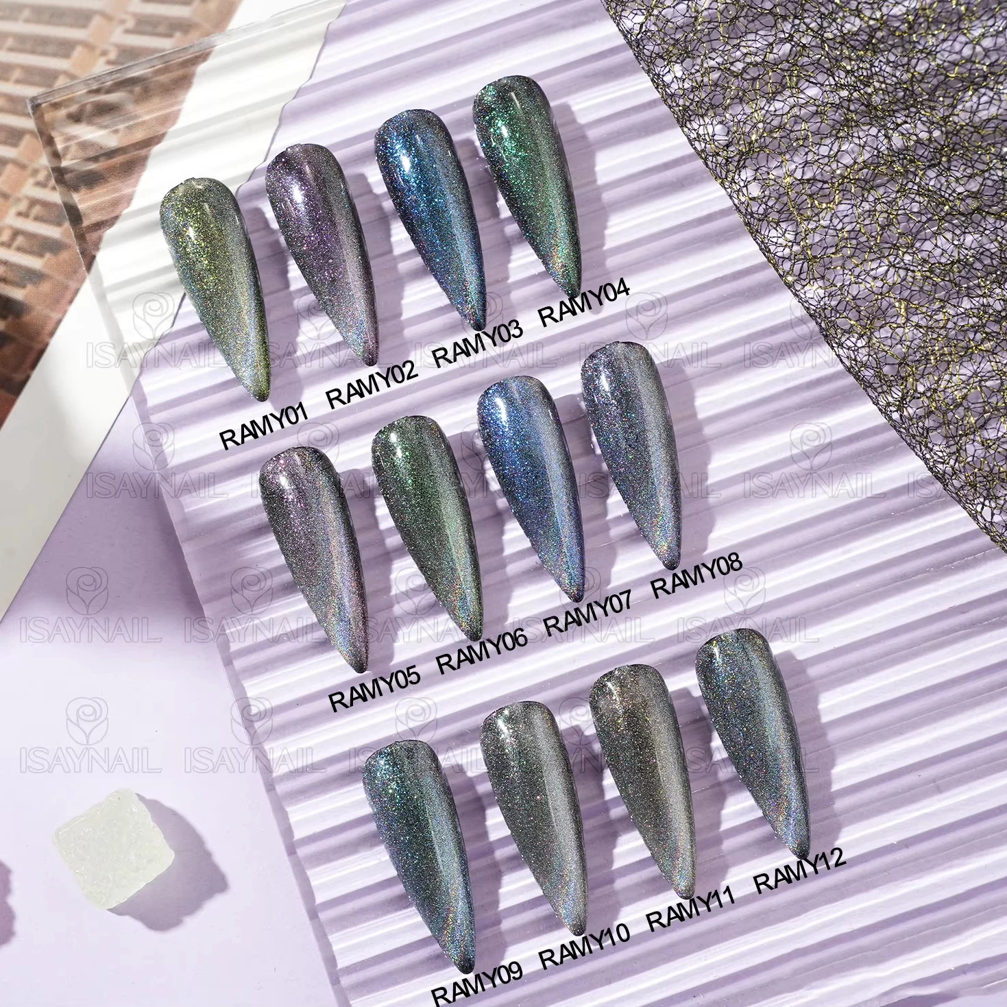 New Arrival Free Sample Art Nails UV Long Lasting Colorful Magnetic Rainbow Cat Eye Gel Polish