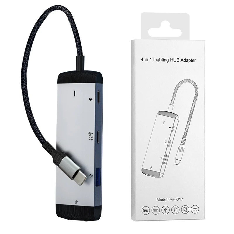 Втулка освещения 4 в 1 порт расширения док-станция портативная с usb 3 0 usb2.0 Тип c быстрая передача для mac