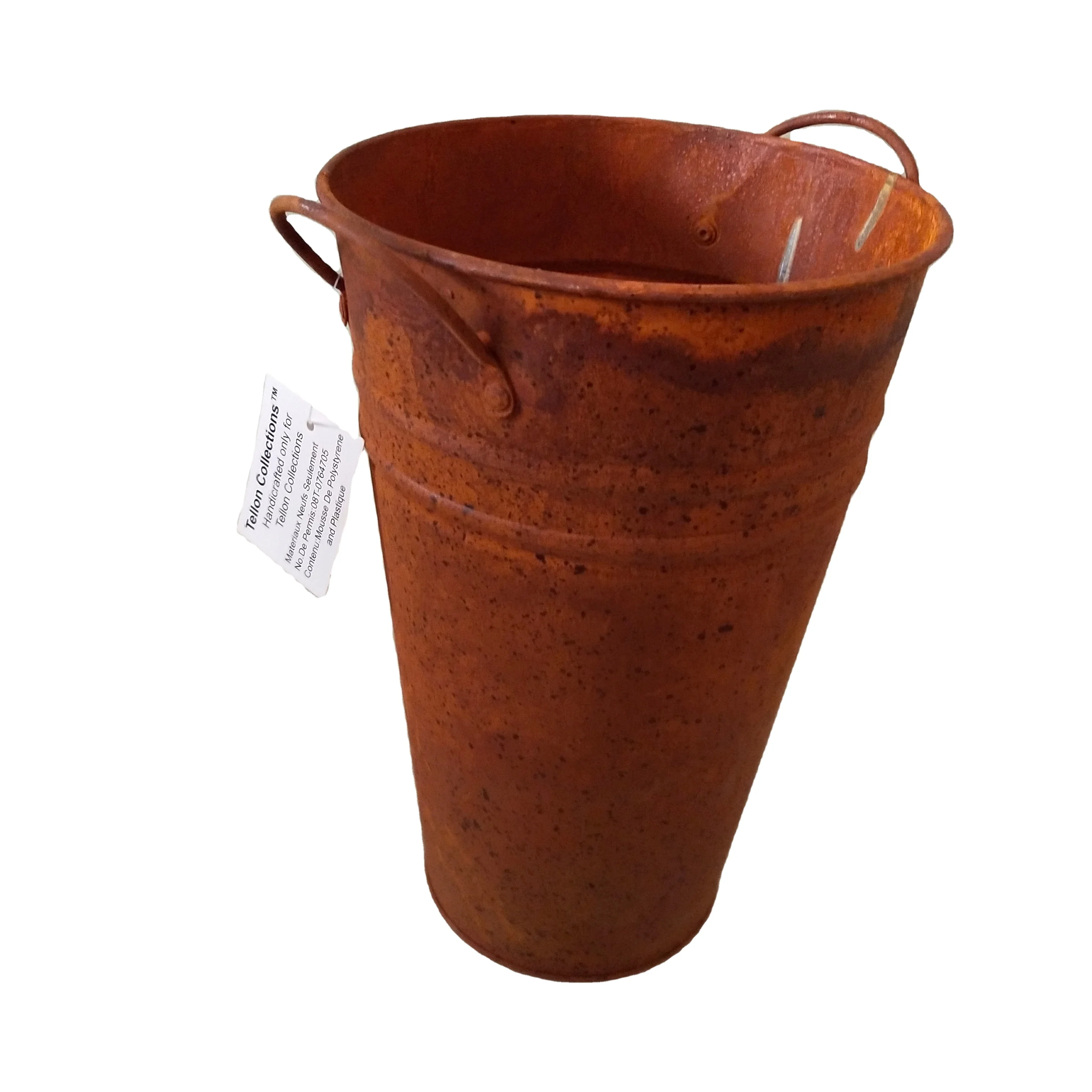 Farm house antique Zinc Florist Buckets Galvanized French Flower Bucket Decorative artificial flower  basket Metal Flower pot