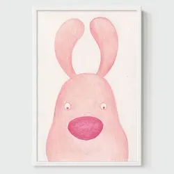 modern lovely cartoon animal oil painting for  girl kids room watercolour giraffe decorative paper and mdf frame wall art