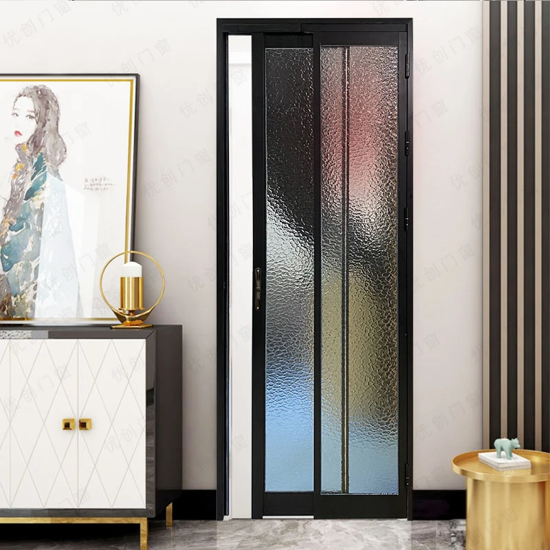 JBDhome French Customized Modern Design Aluminum Double Tempered Glass Sliding Bathroom PD Door